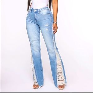 Kiana Distressed Flare Jeans - Light Blue Wash - 15
